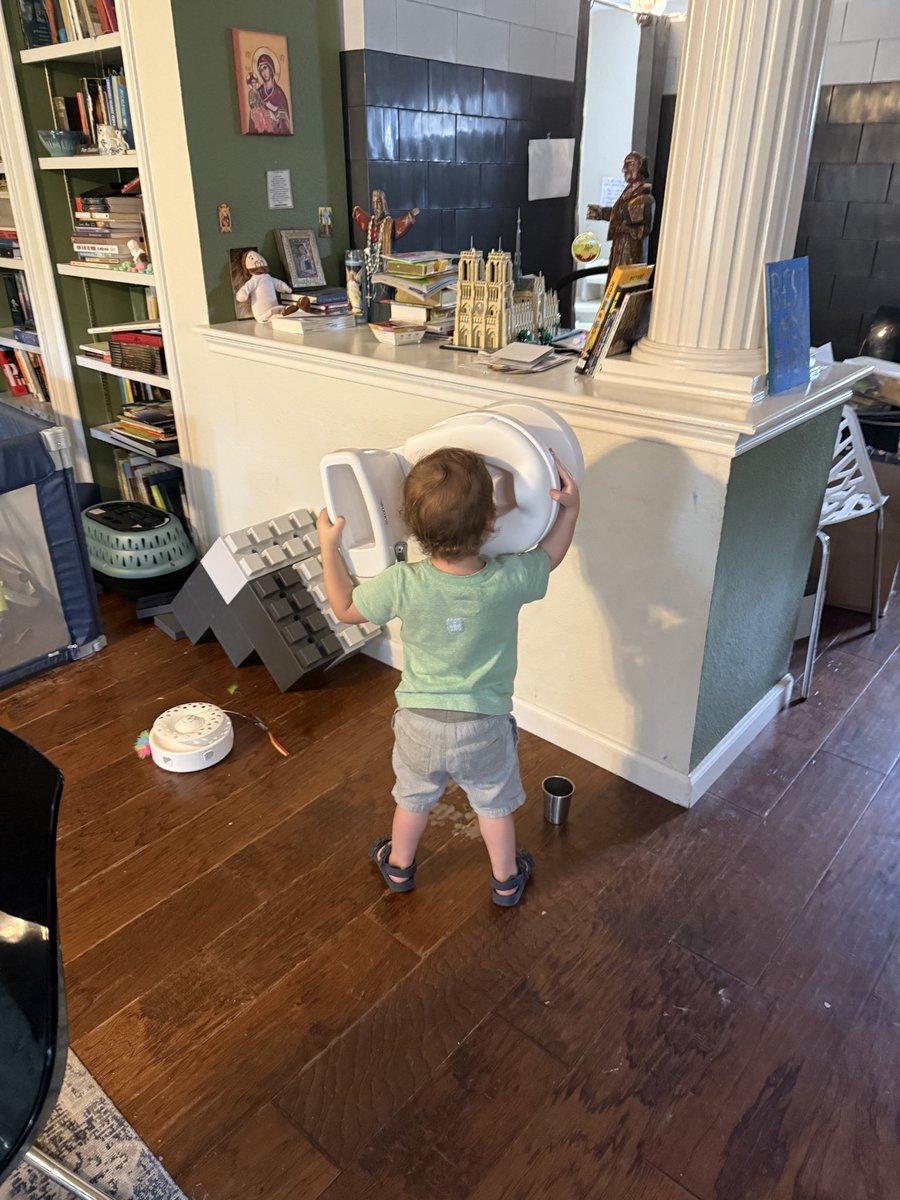 ByrneHobart's tweet image. If you’ve ever wanted what parenting is like, nearly 2yo demanded coffee (I gave him about a tablespoon), poured it into a toy toilet, and tried to drink it.