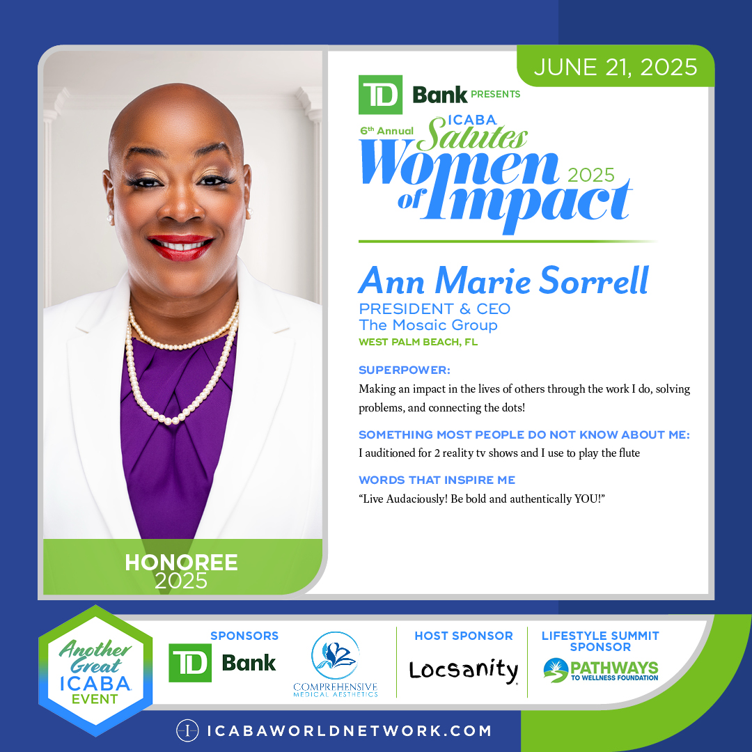 ICABA World Network (@icabaworld) on Twitter photo 🔥 AUTHENTICITY. LEADERSHIP. CELEBRATION. 🔥
Celebrating <a href="/AnnMarieSorrell/">AnnMarieSorrell</a> , Woman of Impact 2025, who inspires with bold leadership and a fearless commitment to authenticity. As President & CEO of <a href="/TheMosaicGroup/">The Mosaic Group™</a>, she connects the dots, solves problems, and empowers change. 🔥 AUTHENTICITY. LEADERSHIP. CELEBRATION. 🔥
Celebrating <a href="/AnnMarieSorrell/">AnnMarieSorrell</a> , Woman of Impact 2025, who inspires with bold leadership and a fearless commitment to authenticity. As President & CEO of <a href="/TheMosaicGroup/">The Mosaic Group™</a>, she connects the dots, solves problems, and empowers change.