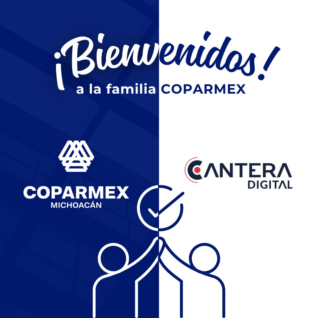 COPARMEX Michoacán (@cpmxmich) on Twitter photo ¡Bienvenidos 𝗖𝗮𝗻𝘁𝗲𝗿𝗮 𝗗𝗶𝗴𝗶𝘁𝗮𝗹 a #COPARMEX Michoacán! ✨
Nos entusiasma sumar a una empresa que convierte los desafíos en oportunidades, a través del diseño de estrategias digitales integrales. 💻
 
#BienvenidoSocio ¡Bienvenidos 𝗖𝗮𝗻𝘁𝗲𝗿𝗮 𝗗𝗶𝗴𝗶𝘁𝗮𝗹 a #COPARMEX Michoacán! ✨
Nos entusiasma sumar a una empresa que convierte los desafíos en oportunidades, a través del diseño de estrategias digitales integrales. 💻
 
#BienvenidoSocio