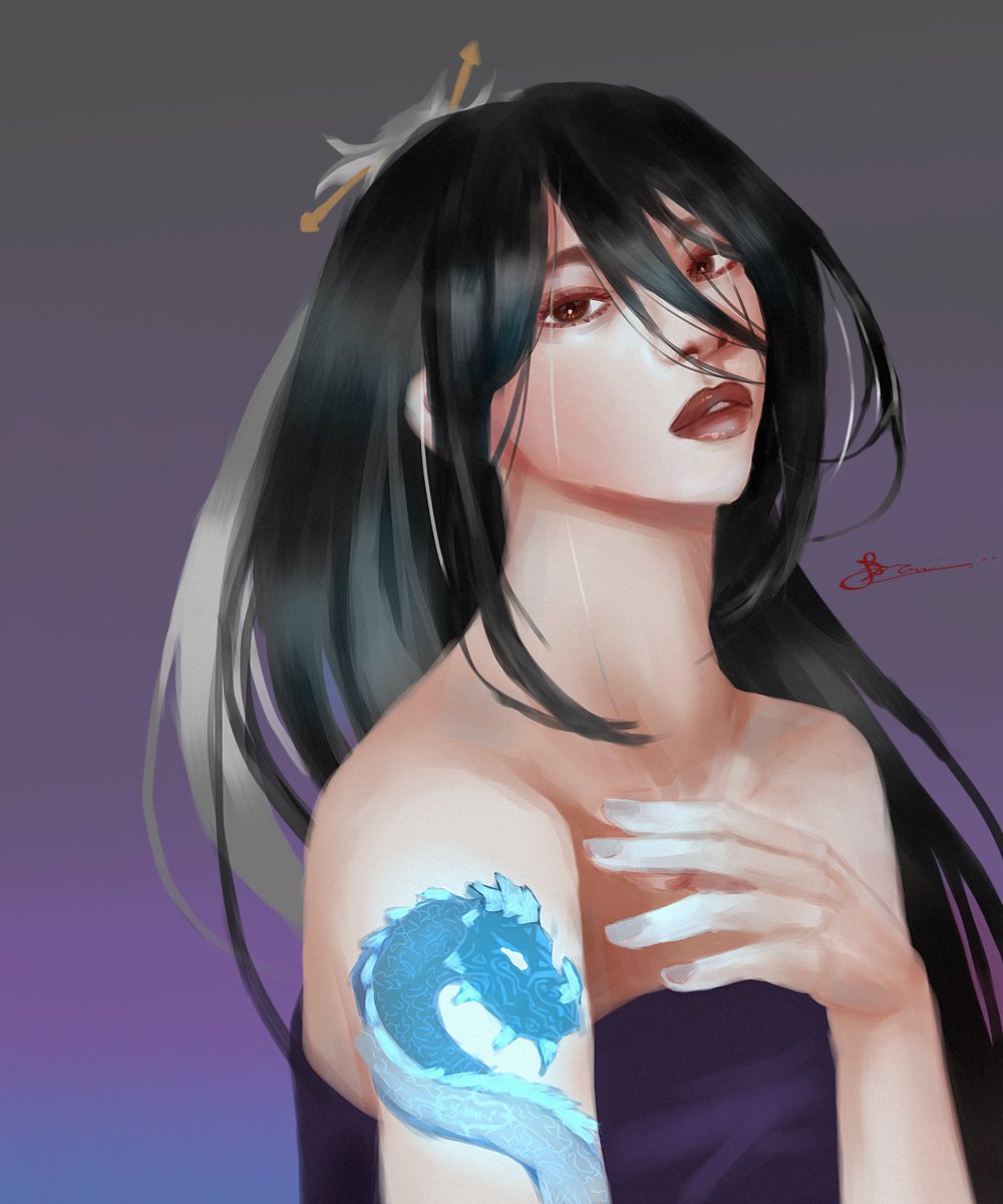 Steel_Deity's tweet image. So is the key to getting your posts seen using hashtags? #art #oc #Commission #AnimeArt #semirealism 
The pic below is an older commision I gave to my friend Miyo! The anatomy sucks ass but eh...