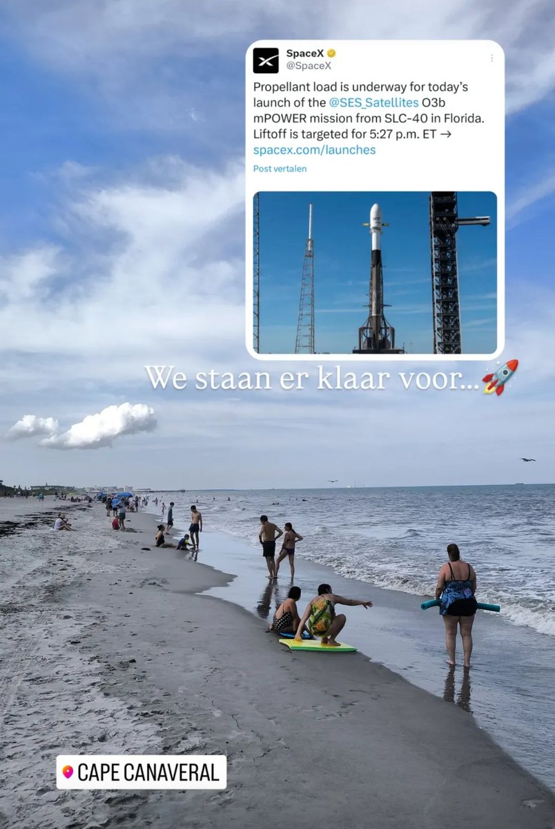maartenbrink's tweet image. Deze lancering over een paar minuten live bekijken vanaf het strand! Unieke ervaring. 🚀
#SpaceX #launch @SpaceX #falcon9