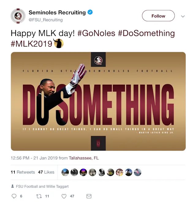 3YearLetterman's tweet image. I hope the MLK files include the time FSU put some WR gloves on him and dialed up a wheel route