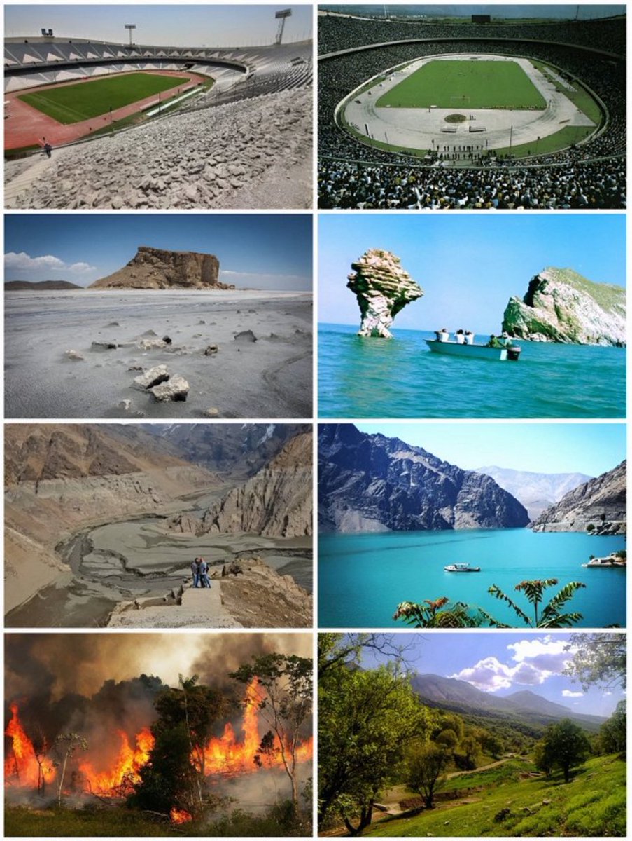 zazar61's tweet image. ایرانِ پهلوی: ورزشگاه پر، دریاچه پر، جنگل سرسبز، رودخانه خروشان
ایرانِ جمهوری اسلامی: صندلی خالی، خاک و نمک، آتش و دود، خشکی و مرگ
این مقایسه نیست، فریاده؛
۴۵ سال خیانت به وطن
نه به جمهوری ویرانی
آری به ایران آباد، با #رضا_پهلوی
#همكارى_ملى
#جاویدشاه
#MIGA