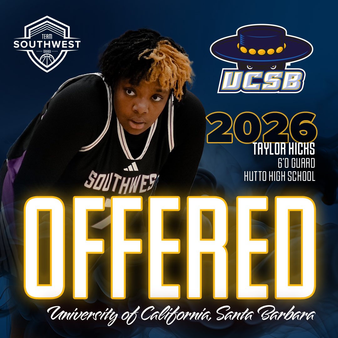 Taylor Hicks (@taylor_hicks_07) on Twitter photo Grateful to receive an offer from the University of California, Santa Barbara! Thank you to the UCSB coaching staff for this opportunity. Excited for what’s ahead! #GoGauchos 💙🖤 #WBB #UCSB #Blessed
<a href="/SW_Select3SSB/">SWSelect3SSB</a>
<a href="/LadyHippoHoops/">Lady Hippo Hoops</a>
<a href="/AudreyHicks1107/">Audrey Hicks</a>
<a href="/Luv_the_Raiders/">Sterling Hicks</a> Grateful to receive an offer from the University of California, Santa Barbara! Thank you to the UCSB coaching staff for this opportunity. Excited for what’s ahead! #GoGauchos 💙🖤 #WBB #UCSB #Blessed
<a href="/SW_Select3SSB/">SWSelect3SSB</a>
<a href="/LadyHippoHoops/">Lady Hippo Hoops</a>
<a href="/AudreyHicks1107/">Audrey Hicks</a>
<a href="/Luv_the_Raiders/">Sterling Hicks</a>