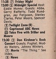 ChicagoTVGuides's tweet image. On this day in 1978
Midnight Special: Abba, Eddie Money, Gerry Rafferty
Rock Concert: Foghat, Muddy Waters, Johnny Winters
Chicago Sun-Times TV Prevue. July 21, 1978