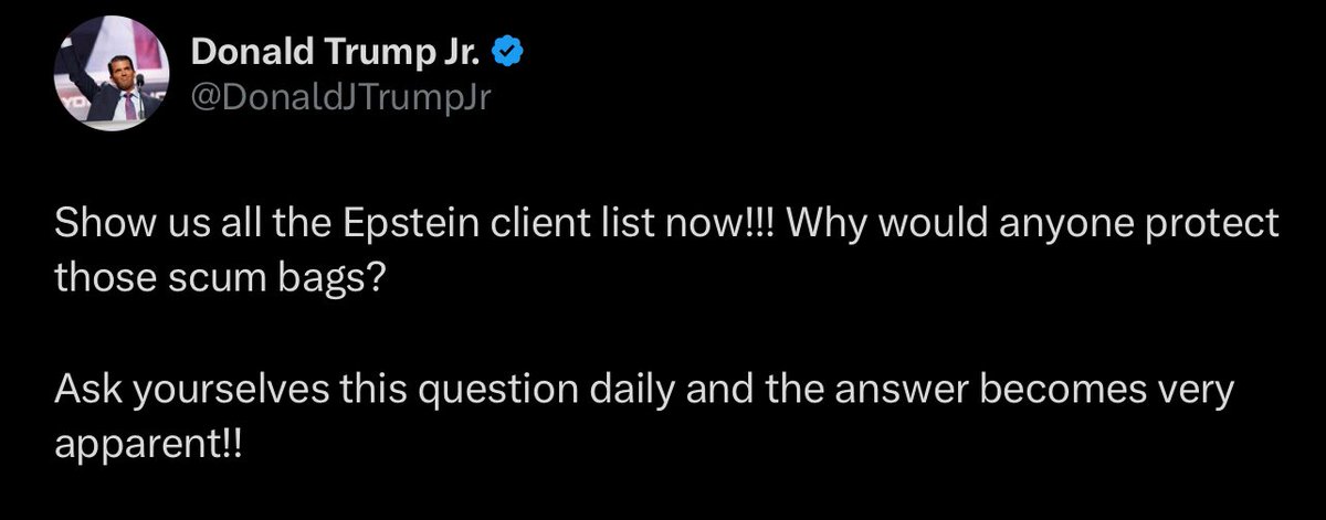 <a href="/DonaldJTrumpJr/">Donald Trump Jr.</a> <a href="/LeeSmithDC/">Lee Smith</a> This you, Junior?