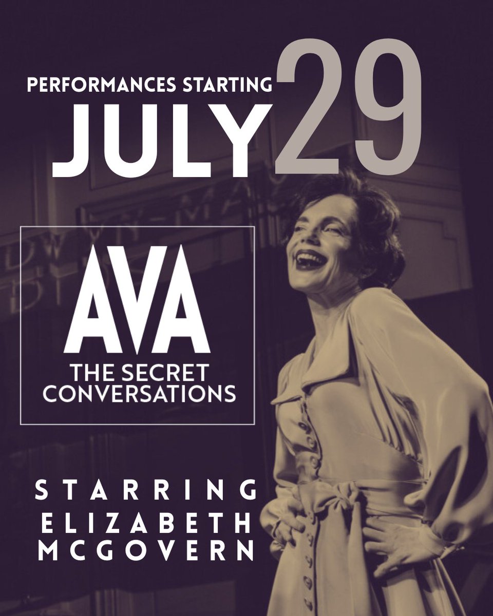 Downton Abbey's Elizabeth McGovern comes to the NY stage as Hollywood's Ava Gardner off from a critically acclaimed run.

“ABSORBING! SENSATIONAL! BROADWAY CALIBER ALL THE WAY!” — Stage Scene LA

Tickets Moving Fast -> avagardnerplay.com

#avagardnerplay