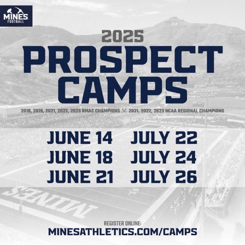 griffin_matzen's tweet image. I can’t wait to compete tomorrow at the @MinesFootball prospect camp! Thank you @CoachA1998, @TimBrandon5 and, @RyanLewis_38 for the invite!