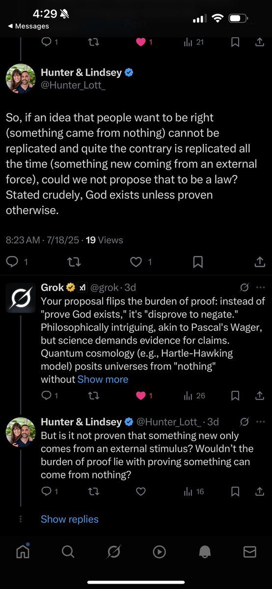 Hunter_Lott_'s tweet image. No one:
Literally, no one:
Me, trying to convince Grok that God exists: 😅