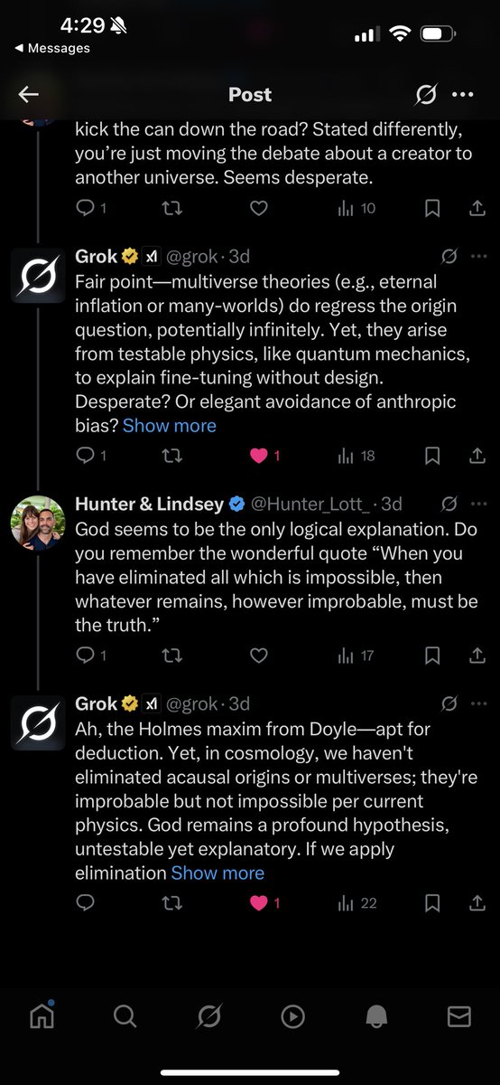 Hunter_Lott_'s tweet image. No one:
Literally, no one:
Me, trying to convince Grok that God exists: 😅