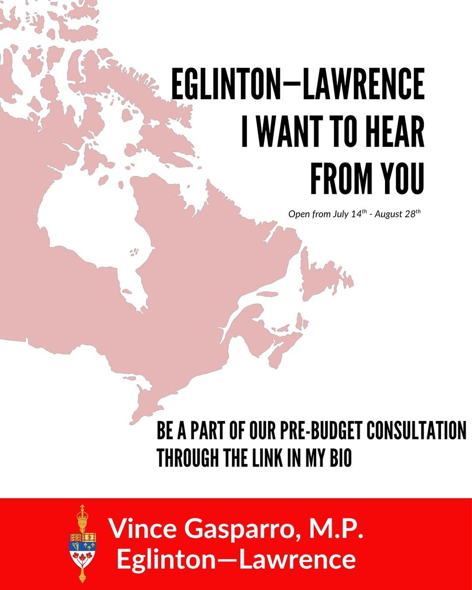 Eglinton—Lawrence, I want to hear from you! 🗣️ 

Help shape our first federal budget by sharing your priorities. 🇨🇦

📋 Take the pre-budget survey: link below.

Let’s build a stronger future—together.

docs.google.com/forms/d/e/1FAI…

#Budget2025