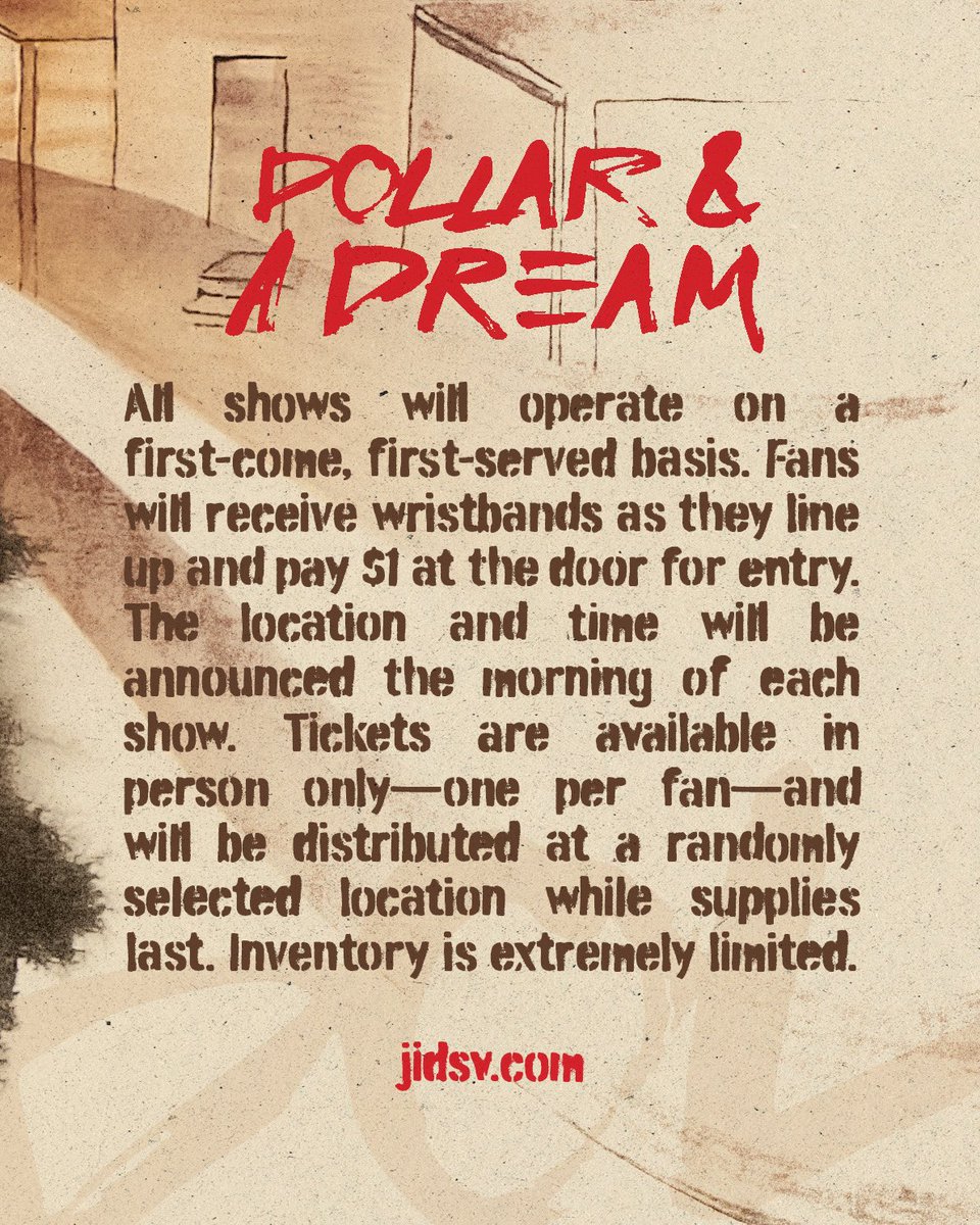 injidwetrust's tweet image. DOLLAR & A DREAM
SHOW LOCATIONS WILL BE ANNOUNCED DAY OF THE SHOW
FIRST COME, FIRST SERVE 🎟️