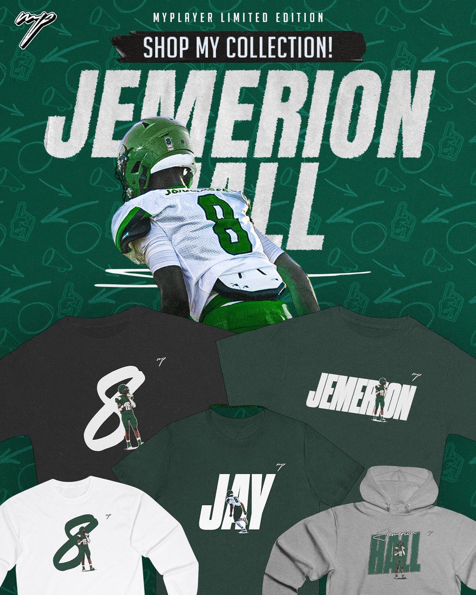 myplayerathlete's tweet photo. MERCH DROP

We're thrilled to launch @JemerionHall's MyPlayer collection! 💥

This collection will only be available for 30 days, so show your support and shop Jemerion's collection now 👉 https://t.co/F0F8nsN562 https://t.co/zn17VV4khi