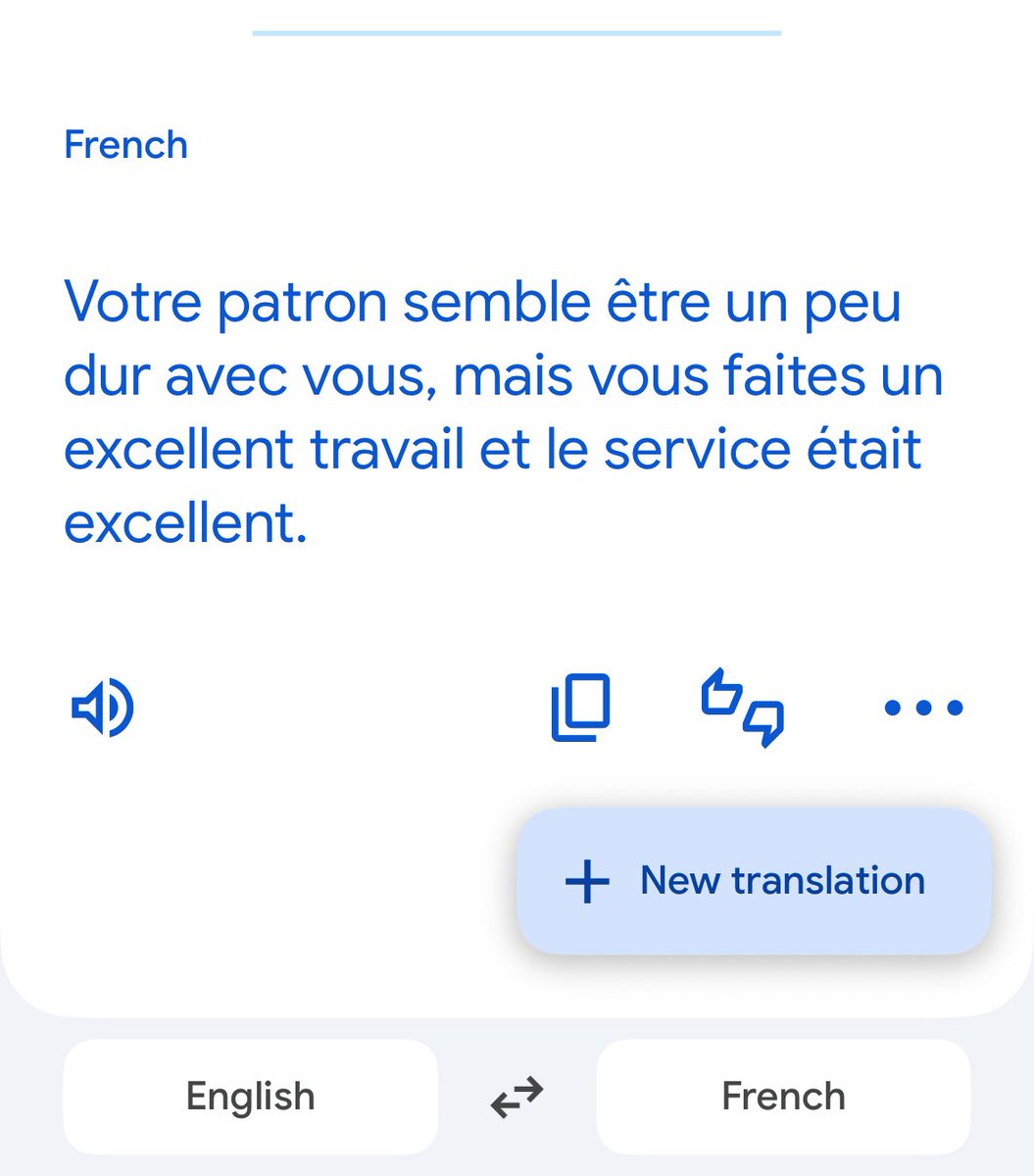 MsLutzmann's tweet image. I had to Google Translate this and then sneakily show it to my waitress at dinner because WOW was her boss a jerk.