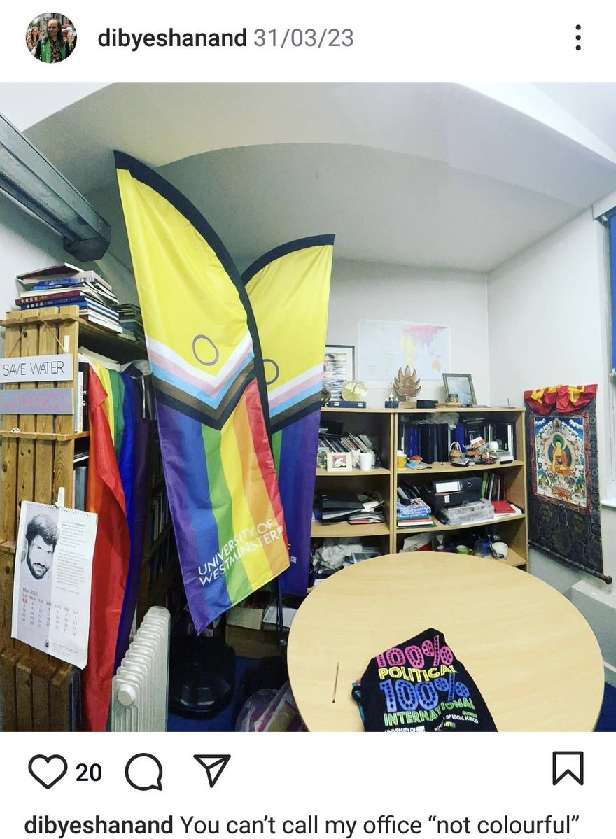 JamesEsses's tweet image. Oh dear, @dibyeshanand.
Earlier, you tried to deny that you are an activist masquerading as an academic.
Yet, here is your office, covered in ideological symbolism.
I wonder how a student or member of staff who believes in biology reality would feel upon entering your room?