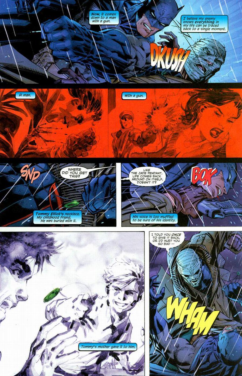 King_Hyperion89's tweet image. Batman #619
Batman confronts Harold, a longtime friend, for helping Hush. He's killed by the latter. Hush is revealed to be Thomas Elliot who wanted revenge against the Waynes. Harvey Dent shoots Hush, saving Batman. Elliot is lost in the Gotham River. #DCComics