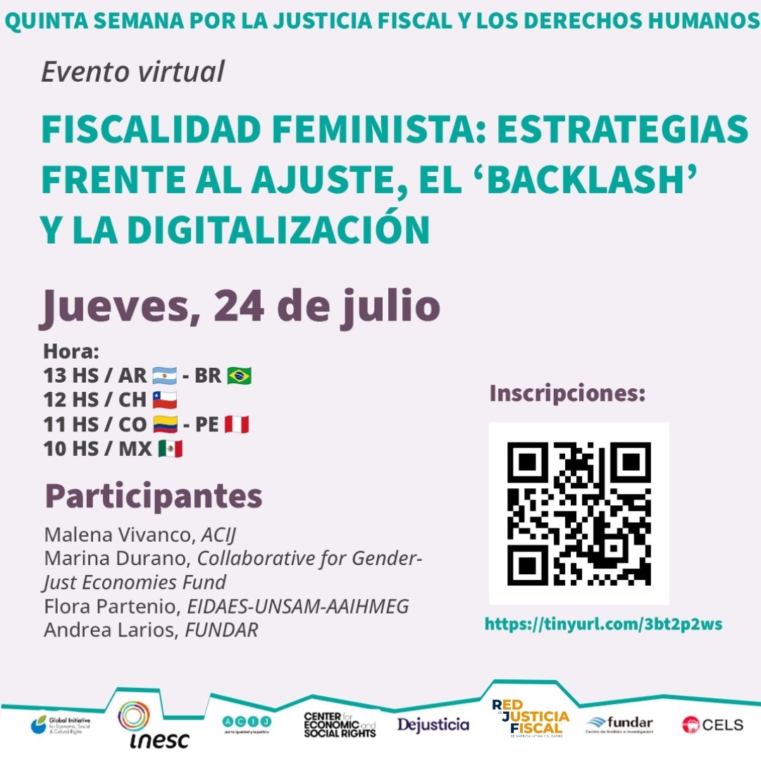 justiciafiscal's tweet image. 🟣 ¡Súmate a nuestro webinar sobre fiscalidad feminista!
¿Cuáles son las nuevas tendencias globales y regionales que impactan la agenda feminista? ¿Cómo la justicia fiscal feminista puede enfrentar estos nuevos escenarios y delinear caminos hacia futuros equitativos y…