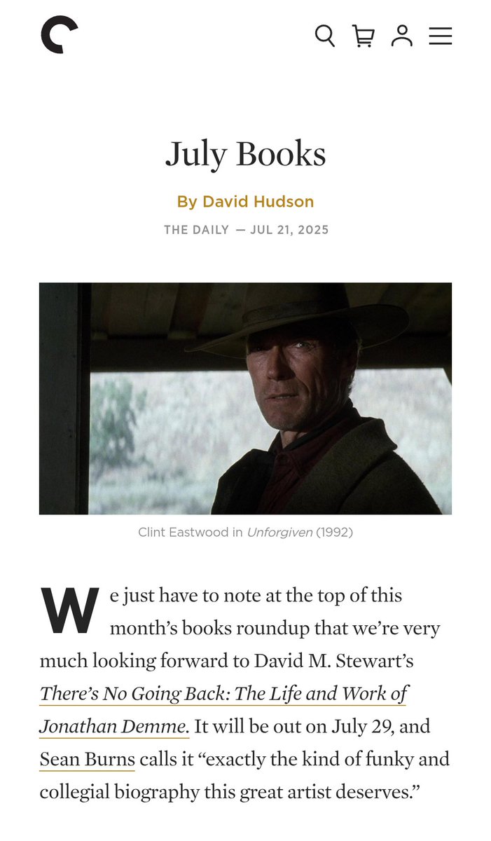 FilmNerdDave's tweet image. Honored to be mentioned in the first paragraph of @CriterionDaily's write up of the books to read this month!