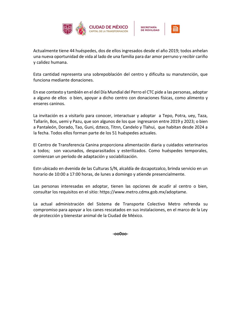 En el día mundial del Perro, el CTC refrenda el compromiso con la protección a canes que son rescatados en las vias.