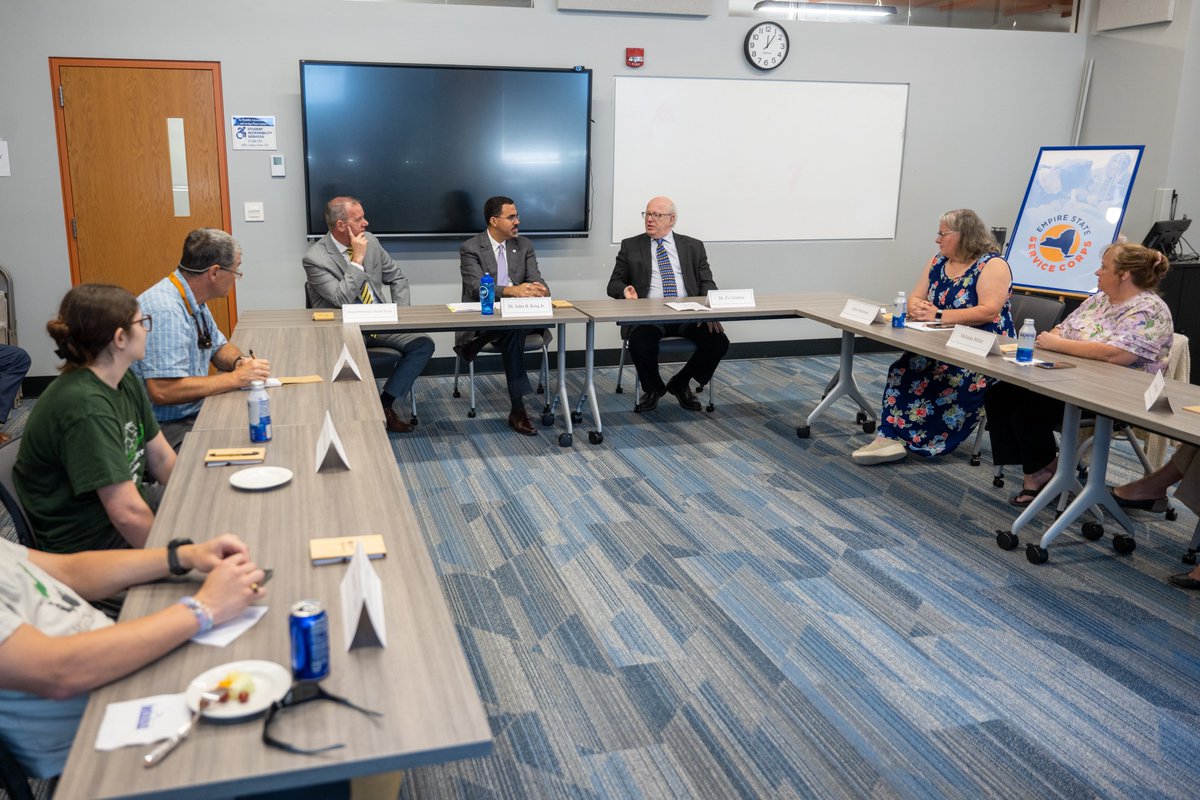 SUNYChancellor's tweet image. Fantastic visit today at @SUNYCantonNews alongside Assemblymember @AndrewgrayS. From learning about the campus' efforts to support neurodiverse students, to touring the state-of-the-art gaming lounge, SUNY Canton continually raises the bar when it comes to engaging and supporting…