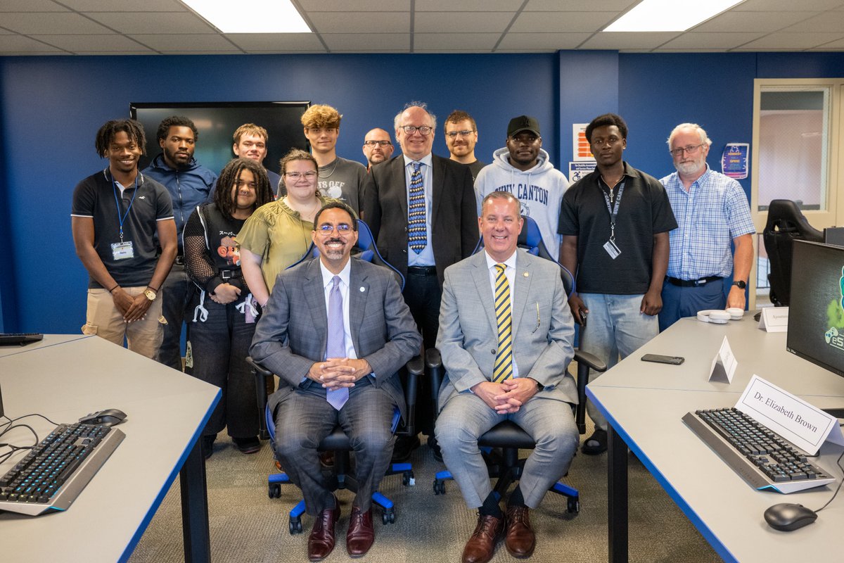 SUNYChancellor's tweet image. Fantastic visit today at @SUNYCantonNews alongside Assemblymember @AndrewgrayS. From learning about the campus' efforts to support neurodiverse students, to touring the state-of-the-art gaming lounge, SUNY Canton continually raises the bar when it comes to engaging and supporting…
