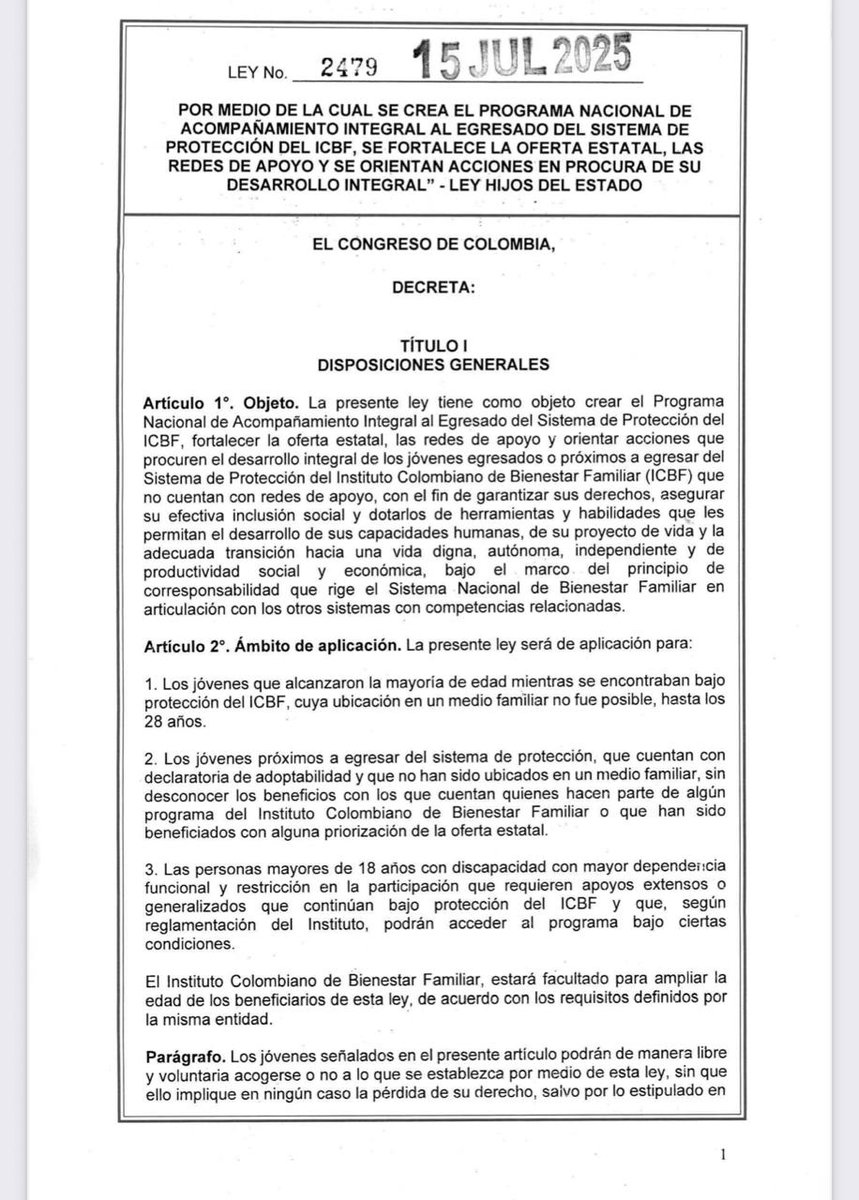Alexandra Vásquez (@alexandravasoch) on Twitter photo Fue sancionada la Ley 'Hijos del Estado'. Me llena de alegría que esta iniciativa, de la que fui coordinadora ponente, ya haya sido firmada por el presidente <a href="/petrogustavo/">Gustavo Petro</a>. Hoy los jóvenes del ICBF cuando cumplan los 18 años, ya no quedarán desprotegidos por el Estado, hasta sus Fue sancionada la Ley 'Hijos del Estado'. Me llena de alegría que esta iniciativa, de la que fui coordinadora ponente, ya haya sido firmada por el presidente <a href="/petrogustavo/">Gustavo Petro</a>. Hoy los jóvenes del ICBF cuando cumplan los 18 años, ya no quedarán desprotegidos por el Estado, hasta sus