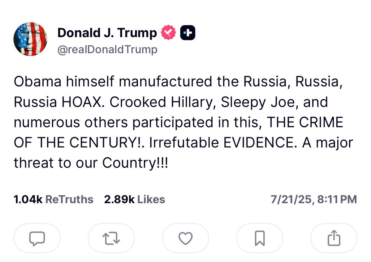 harryjsisson's tweet image. Trump just claimed that Biden, Obama, and Clinton committed the “CRIME OF THE CENTURY!” over a fake scenario he made up in his head.
Interesting how he doesn’t think Epstein committed the worst crime of the century. Makes you think!