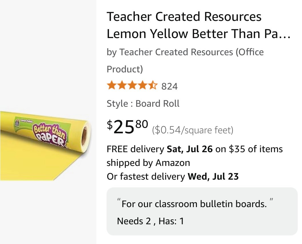 #Teachersof𝕏, what are your top 2 needed <a href="/amazon/">Amazon</a> items at the moment? Mine are the border and bulletin board paper. I’m going with a new classroom design this year.🎉

Drop yours👇🏻!! Maybe a sprinkle fairy is watching. ❤️