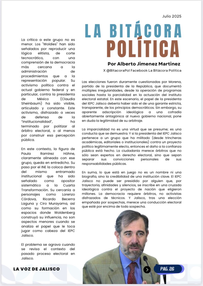 BitacoraPol's tweet image. Ya pueden leer mi columna semanal La Bitácora Política que publico todo los lunes en @lavoz_jalisco