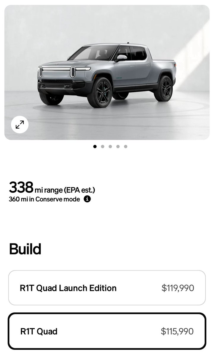 RivianUpdates's tweet image. You can now order a non-Launch Edition 2026 Quad from Rivian’s configurator!
LA Silver with the Super Sport wheels looks amazing!
7 paint options
3 interior options
4 wheel options
NACS charging, sound vision package, air compressor, v2 tonneau (R1T) and reinforced body…