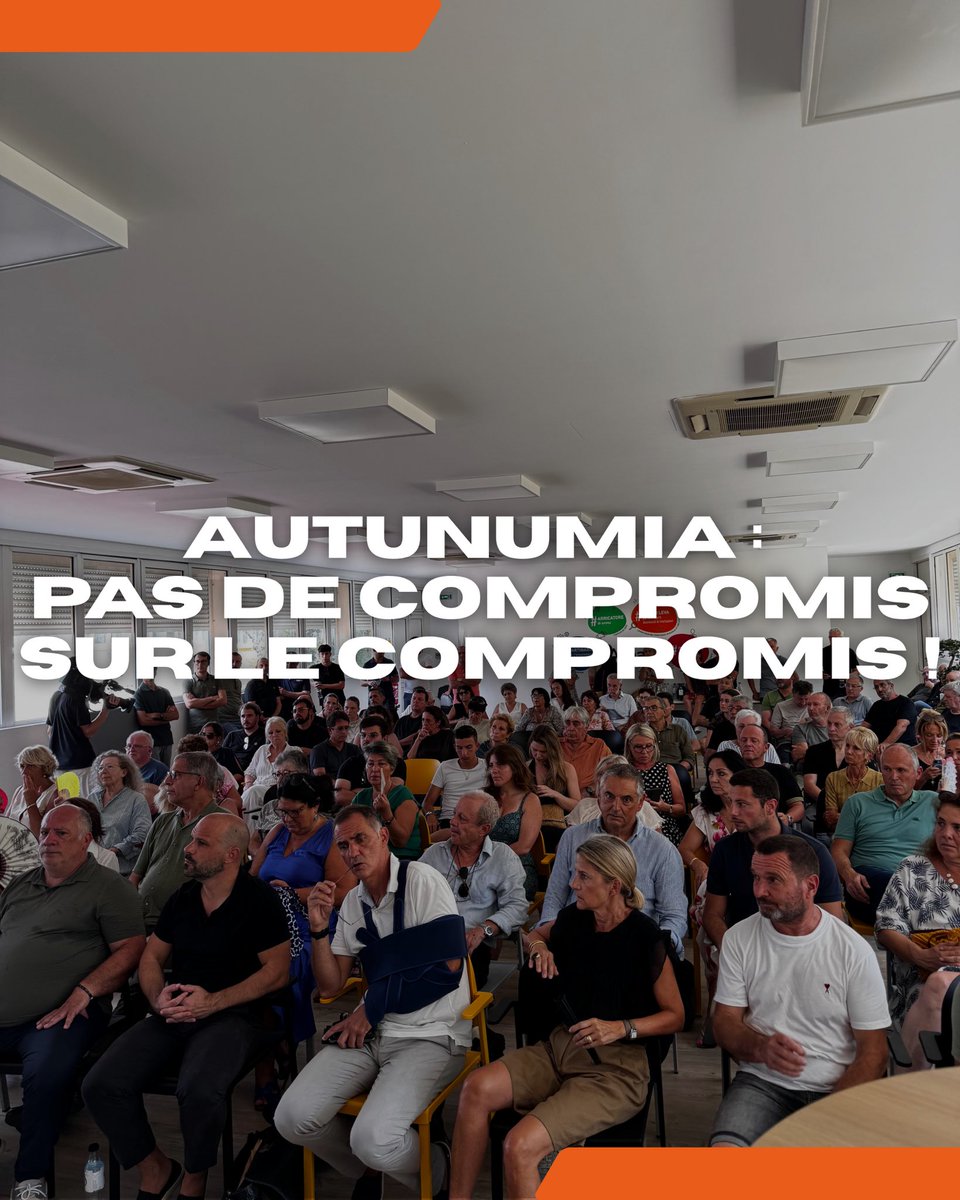 Partitu_FemuAC's tweet image. 🔴 𝐀𝐔𝐓𝐔𝐍𝐔𝐌𝐈𝐀 : 𝐏𝐀𝐒 𝐃𝐄 𝐂𝐎𝐌𝐏𝐑𝐎𝐌𝐈𝐒 𝐒𝐔𝐑 𝐋𝐄 𝐂𝐎𝐌𝐏𝐑𝐎𝐌𝐈𝐒 !
À la veille d’échéances décisives pour la Corse, Femu a Corsica a réuni ses militants et responsables à l’occasion d’un Cunsigliu Naziunale extraordinaire, ce dimanche 20 juillet, à Corti.…