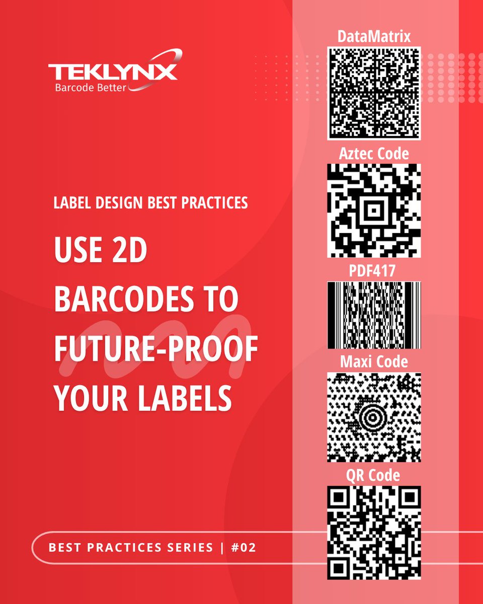 Best Practice: Future-proof your labeling with 2D barcodes! 
2D barcodes store more data in less space, scan more reliably, and support better traceability. Switching from 1D to 2D is as simple as changing the symbology.
Best practices eBook: bit.ly/4lI4R6J