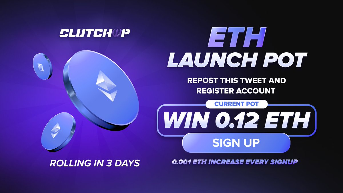 The pot is climbing!  

We're currently at 0.12 Ethereum (~$465), and its just going to get higher. 

Enter now to WIN the entire pot. 🎁
gleam.io/Ry37X/clutchup…

Only 48 hours left!