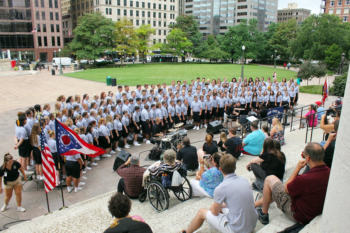 Thursday at noon - bring your lunch to the front steps of the Ohio Statehouse to hear a concert by the All-Ohio State Fair Youth Choir. Free music on July 24. Also: They will sing a few songs inside the Rotunda at 11:40 a.m. #ohiostatefair  #aosfyc
