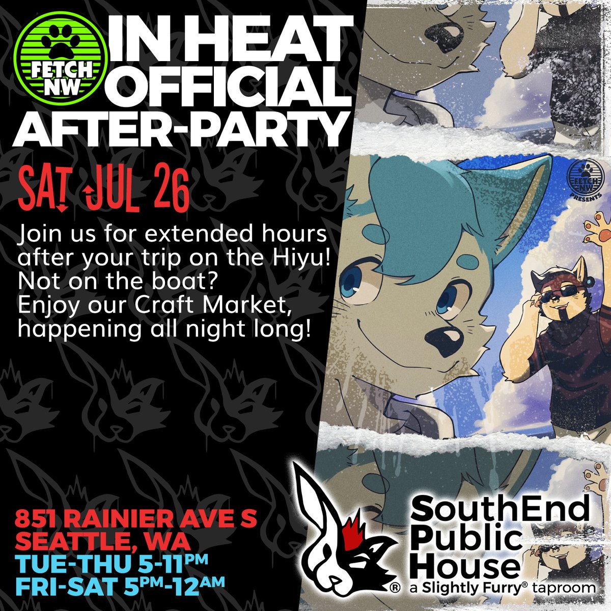 slightlyfurry's tweet image. Hey there @FetchNW attendees! Once you've disembarked from the Hiyu, come to our taproom for something special we've lined up just for you. It won't be around for long, so come savor it as soon as you get off the boat.