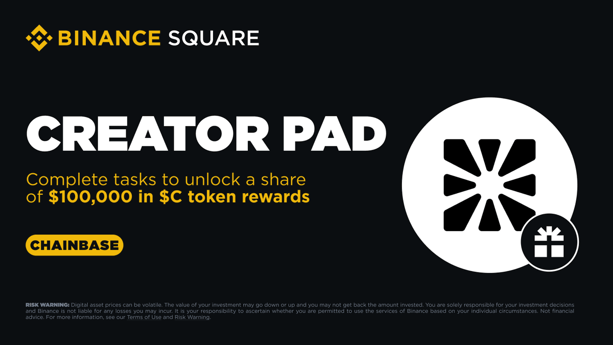 binance's tweet image. Unlock a share of $100,000 of $C when you post about @chainbasehq on Binance Square.
The more you post, the higher you rank on the leaderboard the bigger your reward!
Find out more 👉 binance.com/en/square/post…
