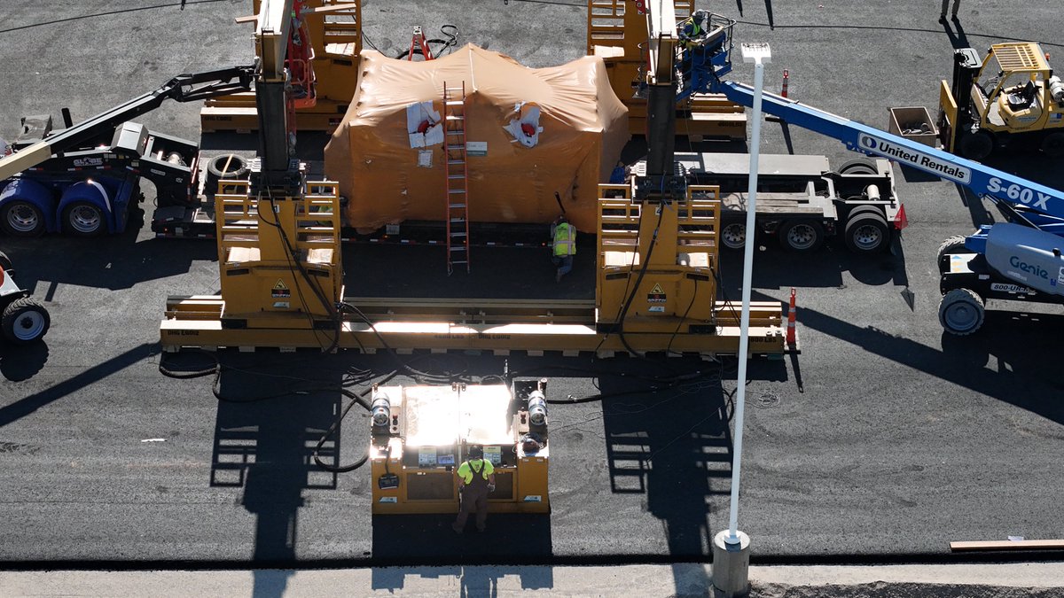 HinrichsZane's tweet image. Tesla Giga Semi stamping press prior to being moved inside recently.
The big-boy presses are on their way from Giga Texas.