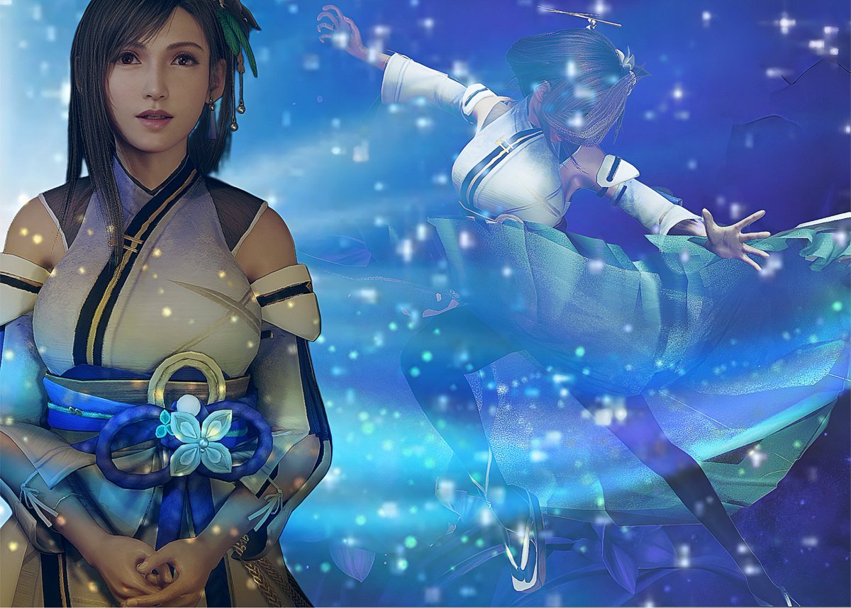 TIFAALEXANDROS's tweet image. My blue daffodill picture. Seriously thank you @FFVII_EC_EN for making such a beautiful outfit its my favourite EC one for tifa but there are so many. Im excited fot the next designs you release!