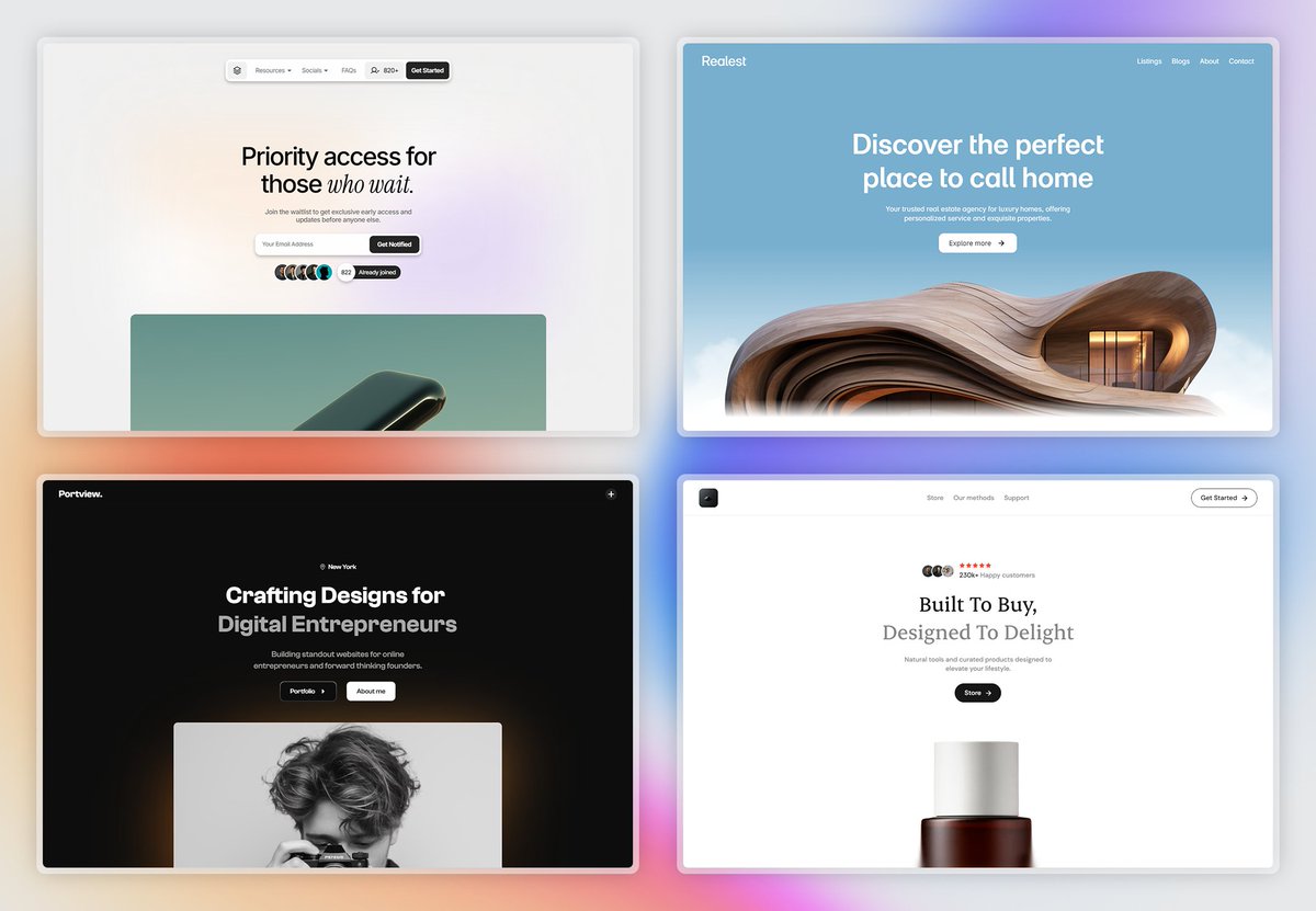 AmarKZR's tweet image. 🎉 Giveaway 🎉
I’m giving away 4 @Framer premium website templates available for the next 48 hrs only
Just do this:
1⃣ Like & Repost
2⃣ Follow
3⃣ Comment "Framer"
I’ll DM the links to everyone who completes the steps 👇
2 of them are yet to be published on the marketplace so…