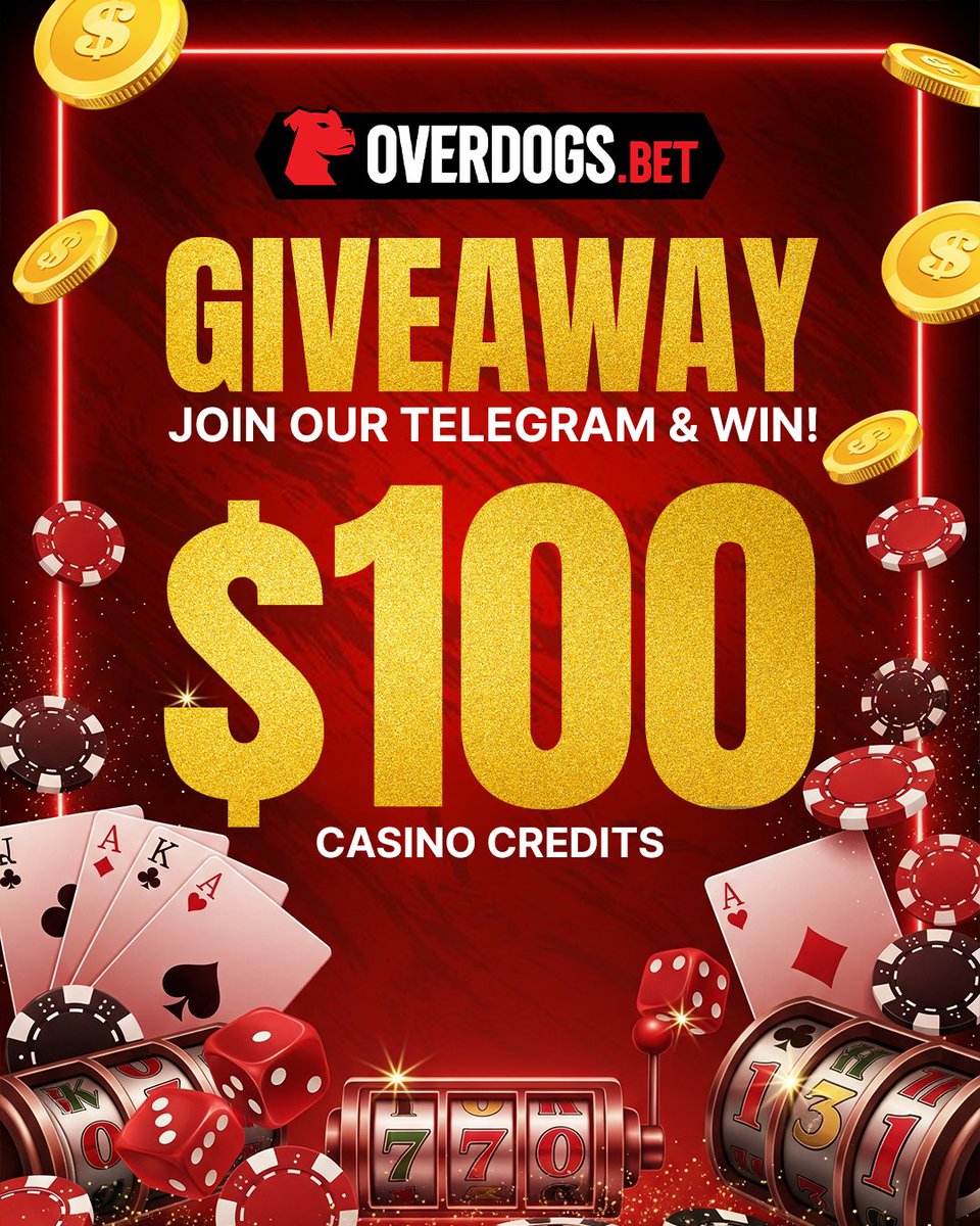 OverDogsBet's tweet image. $100 CASINO CREDITS GIVEAWAY!🎰
Want a shot at free credits on Overdogs.bet? Here’s how:
1. Join our official Telegram channel: t.me/overdogsbetoff…
2. Drop your User ID in the comments
3. Winners will be announced on our Telegram!
Simple…