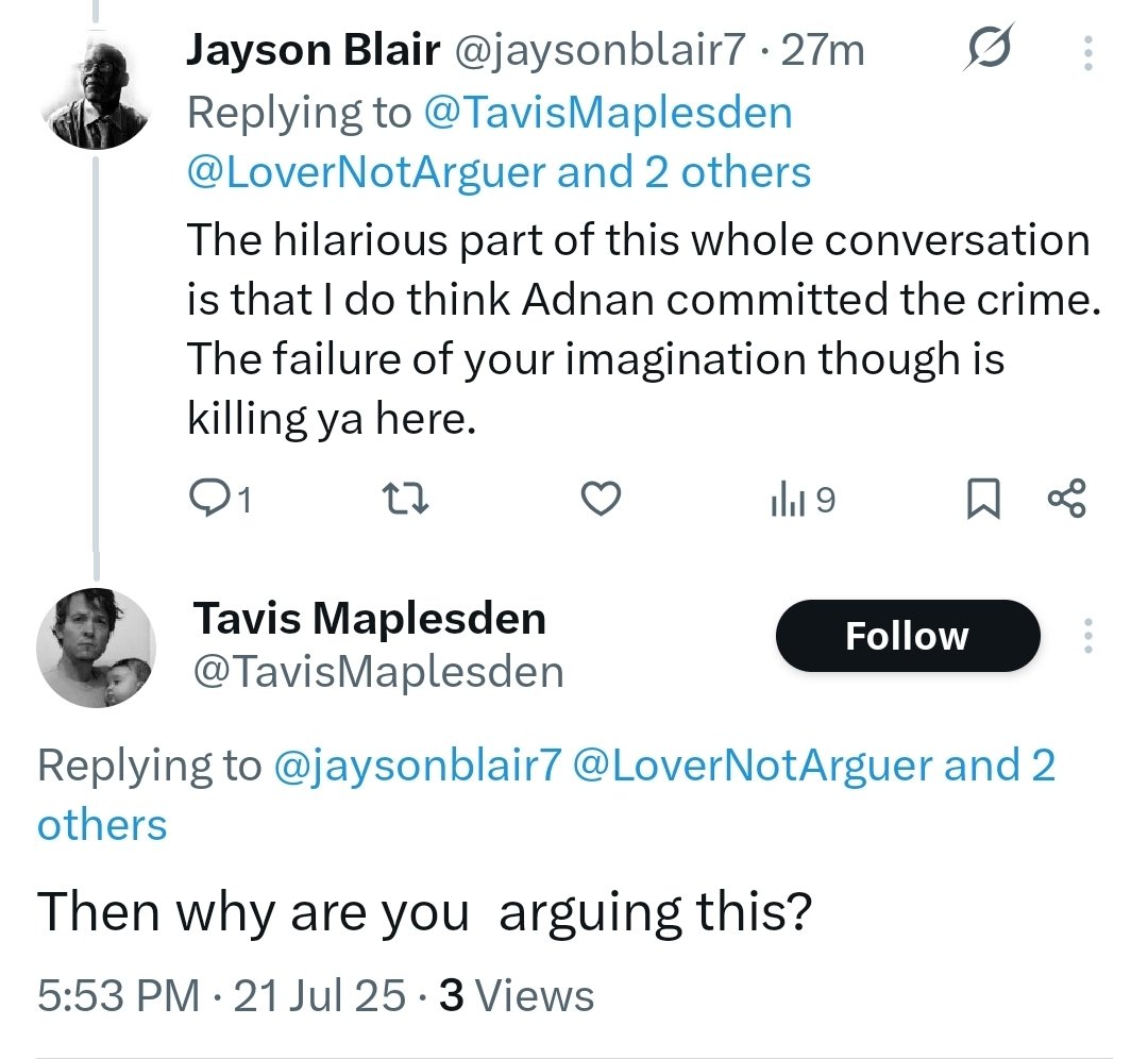 jaysonblair7's tweet image. The fact that I agree with your conclusion does not mean I agree with your point. This isn&apos;t a sporting match. There are not teams. Discussions about theses cases need to be grounded in compassion and logic.