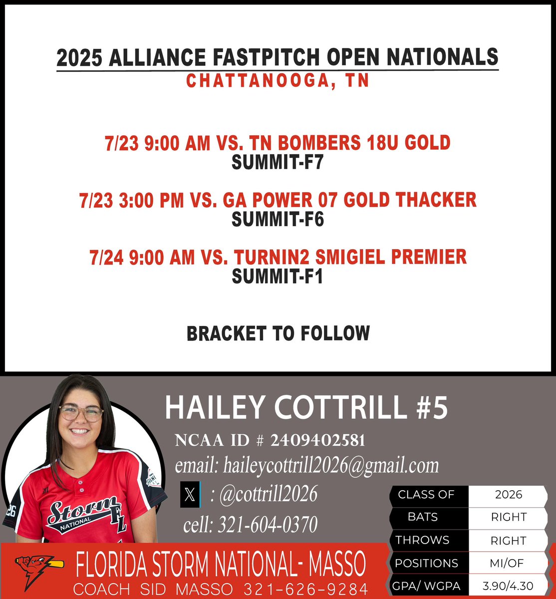 Last tournament of the summer with my girls!! ❤️🤍

<a href="/FLStormMasso/">Florida Storm National Masso</a> <a href="/FL_JAX_Softball/">JAX/FL Storm Softball</a> <a href="/AlissaSmith12/">Alissa Smith</a> <a href="/thealliancefp/">The Alliance Fastpitch</a> <a href="/ConnectSports_/">Connect Sports</a> <a href="/SBRRetweets/">Softball Recruiting Reposts</a> <a href="/CoastRecruits/">Coast 2 Coast Recruits</a> <a href="/ExtraInningSB/">EXTRA INNING SOFTBALL</a> <a href="/PrepSoftball/">Prep Softball 🥎</a>