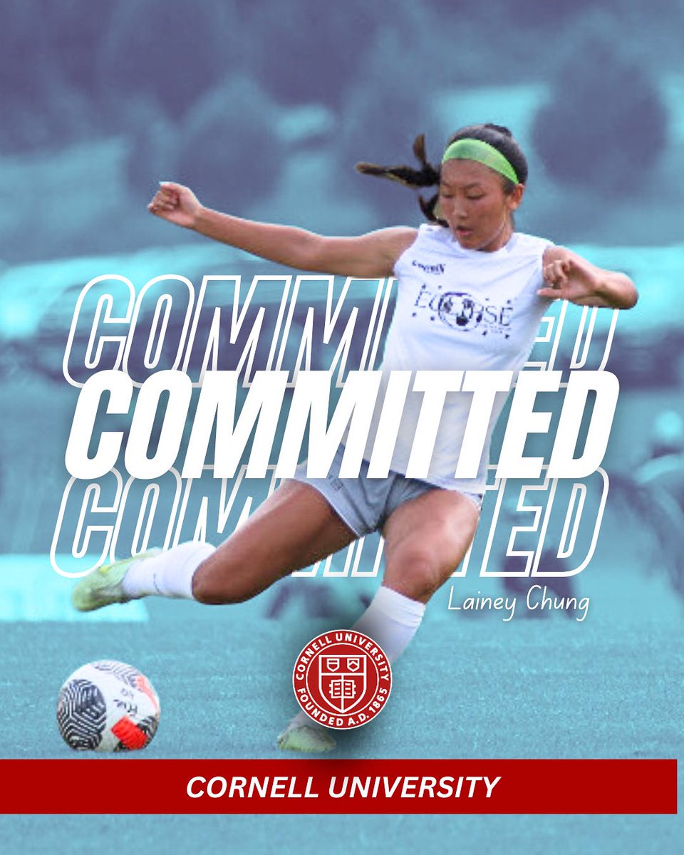 𝑪𝒐𝒎𝒎𝒊𝒕𝒕𝒆𝒅

Eclipse Select Class of 2027, 2009 @ecnlgirls <a href="/LaineyChung2027/">Lainey Chung• ECNL 2027 🇺🇸🇰🇷</a> is taking her talents to @cornellwsoccer 🔴⚪️

⚽️ NCAA DI | 🌿 Ivy League

Congratulations, Lainey 🙌🏼 Eclipse is so proud of you!

@ecnlgirls @imyouthsoccer 
#TheEclipseNation | #classof2027 #D1