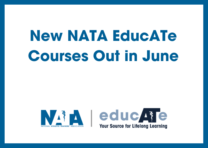 NATA1950's tweet image. New on NATA EducATe! New courses are constantly being added to the platform to ensure you have the knowledge needed to stay up to date in your practice – as well as earn CEUs. Learn about the new courses released in June on NATA Now. #NATAEducATe Learn more:…
