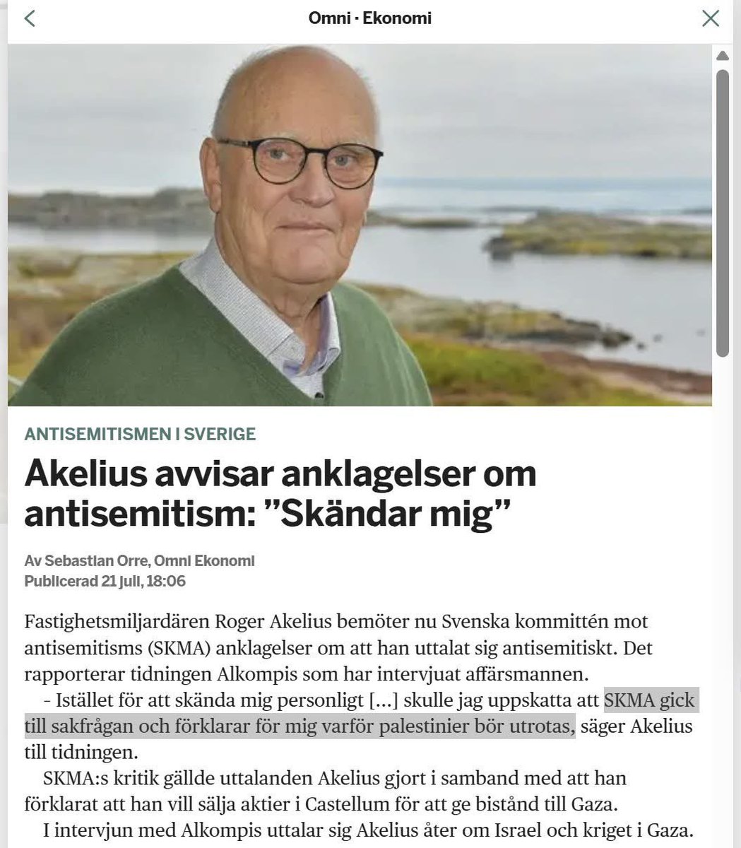 drdanielschatz's tweet image. Roger Akelius fortsätter sina utfall – och kräver nu i en bisarr tirad att SKMA ska “förklara för mig varför palestinier bör utrotas”. Skulle inte förvåna mig om Akelius finansierar Gads nya Pravda.