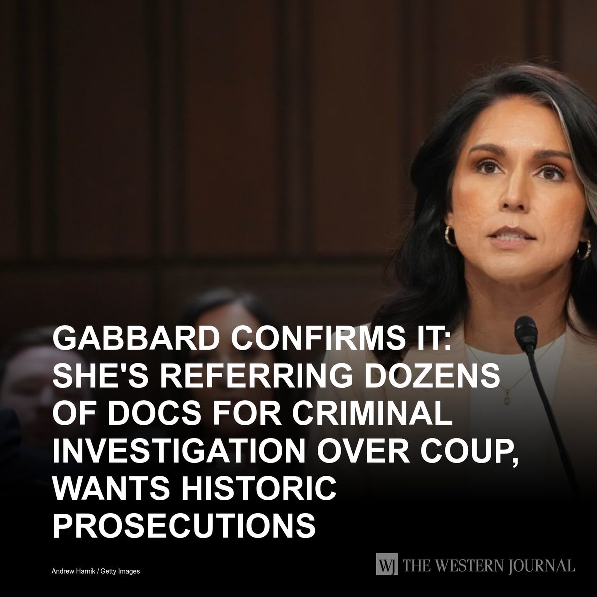 WesternJournalX's tweet image. Director of National Intelligence Tulsi Gabbard said Sunday that she is referring newly declassified documents related to the origins of the 2016 Russia hoax and weaponization of the government to federal authorities for criminal review. "We are… w-j.co/s/f12c3