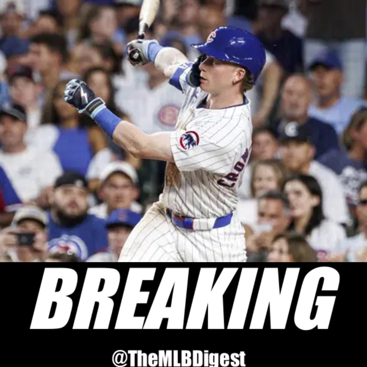 TheMLBDigest's tweet image. Pete Crow-Armstrong is dealing with a bruised right knee and is out of the @Cubs starting lineup tonight. Via @Taylor_McGregor