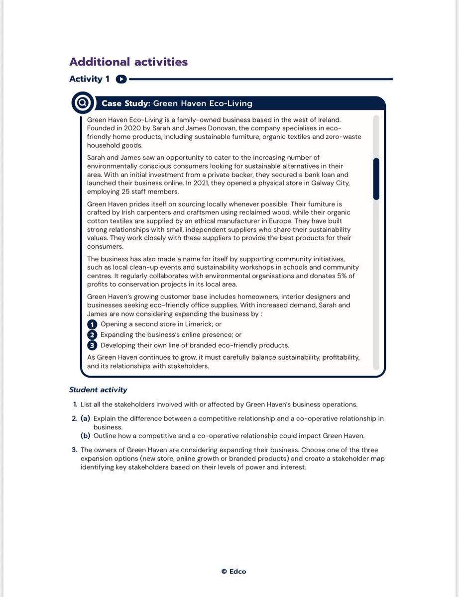 jayney_lou's tweet image. Delighted to share another sample additional activity (one of 58!) that will be in the TRB of #LetsDoBusiness for the new #LCBusiness. The team @edco_ie are finalising them all! This one is a case study for #Ch2 #stakeholders #stakeholdermapping ! Any Q’s just msg!