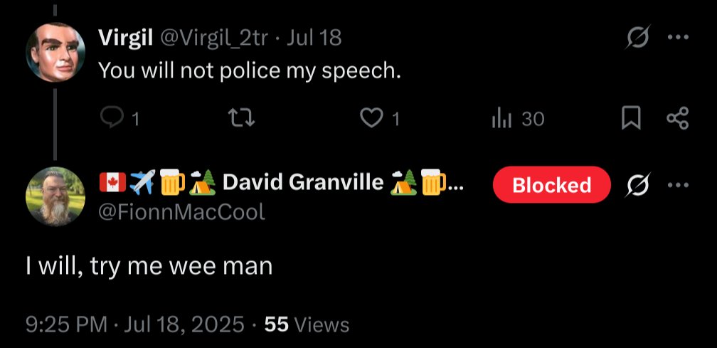 Soldeed (@soldeeed) on Twitter photo From the good people, <a href="/FionnMacCool/">🇨🇦✈️🍺🏕 David Granville 🏕🍺✈️🇨🇦</a> that brought us "try me wee man", comes "you will not control her speech"
You couldn't make it up. From the good people, <a href="/FionnMacCool/">🇨🇦✈️🍺🏕 David Granville 🏕🍺✈️🇨🇦</a> that brought us "try me wee man", comes "you will not control her speech"
You couldn't make it up.