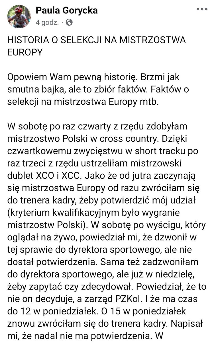 m_turski's tweet image. Porażająca historia z PZKol. Paula Gorycka, po zdobyciu mistrzostwa Polski w cross country, o selekcji na ME. Sposób komunikacji wygląda na komiczny.
Panie @SlawomirNitras, może warto takie patologie ruszyć, niekoniecznie te z pierwszych stron i medialne. Tu się zabija sport.